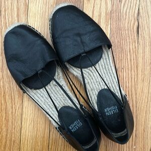 Size10 Eileen fisher leather sandals espadrille